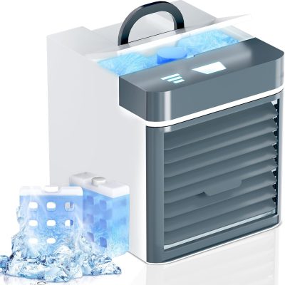 Portable Air Conditioners, Mini Air Cooler with 3 Speeds, Anti-leakage Water Personal Ice Air Conditioner for Room Desk Office Home Tent